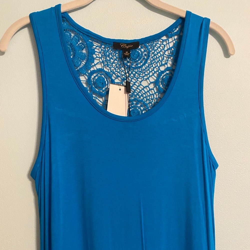 cupio aqua blue crochet lace maxi dress
